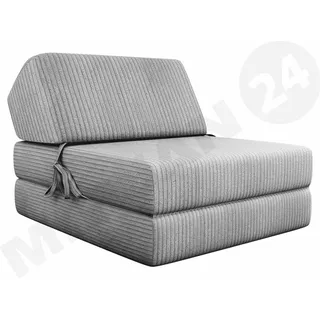 MIRJAN24 Sofa Kevin Cord mit Schlaffunktion, Schlafsofa, Bettsessel, Klappmatratze (Farbe: Poso 110) - Grau