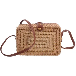 OSALADI Korbtaschen Damen Kleine Strohtasche Korbtasche Rattan-Tasche Boho-KöRbe Gewebte Rattan-GeldböRse Gewebte UmhäNgetasche -Tasche Mit Schultergurt