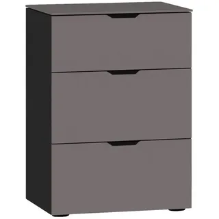 Jutzler Nachtkästchen , Schwarz, Dunkelgrau , Metall , 3 Schubladen , 45x65x43 cm , Typenauswahl, Soft-Close-System , Schlafzimmer, Nachtkästchen