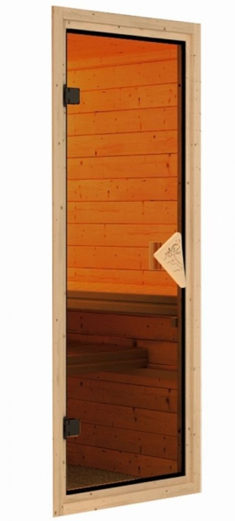 Bild von Sauna Alcinda 2 mit Kranz, naturbelassen, Bio externe Stg.LED-Dachkranz Natur