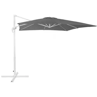 Beliani Ampelschirm dunkelgrau/weiß 250/250/235 cm Monza , Grau, Weiß , Textil , 250x250 cm , Sonnenschutz, Ampelschirme
