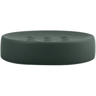 Spirella Seifenschale Steinoptik dekorative Badausstattung Seifenablage Tube Maße: 11 x 11 x 3 cm - Dunkelgrün matt, Green
