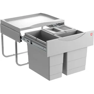 Hailo Mülleimer Küche, Einbau ab 50cm Schrank, 3-fach Abfalleimer - Grau