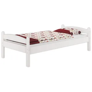 Kieferbett weiß Einzelbett 80x200 Massivholzbett Bettrahmen Futonbett Zubehör wählbar V-60.32-08Wohne Zubehör - Weiß