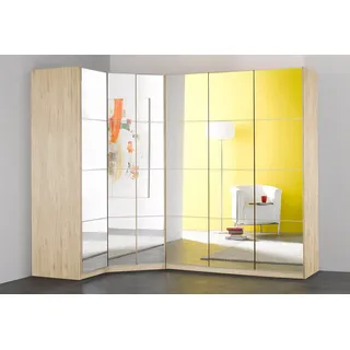 Eckkleiderschrank PRIESS "Malaga Schlafzimmerschrank Ecklösung erweiterbar in drei Farben", braun (struktureichefarben hell), H:193cm, Holzwerkstoff, Schränke, Eckkleiderschrank, Kleiderschrank Schrank Garderobe Stauraumwunder mit Spiegel