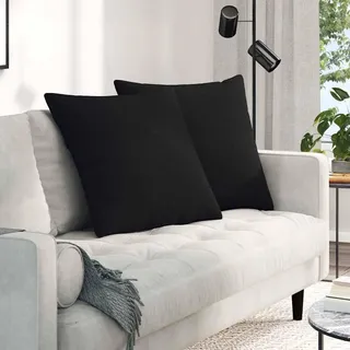 Yunovire Sofakissen 2 Stück Schwarz 60 x 60 cm Stoff mit Polyesterfüllung, abnehmbare Bezüge, Sitzkissen für Wohnzimmer, Schlafzimmer, Büro, ergonomisch und pflegeleicht