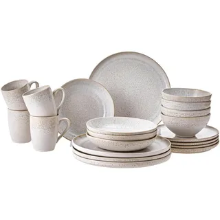 Novel Kombiservice , Creme, Beige , Keramik , 20-teilig , 360 ml , Lfgb , lebensmittelecht , Geschirr, Geschirrsets, Kombiservice