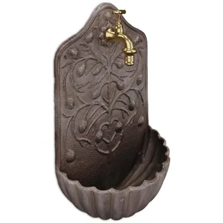 Relaxdays Wandbrunnen mit Wasserhahn Gusseisen