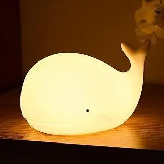 LOVERUIS Nachtlicht Kinder, 7 Farben Nachtlampe Baby Nachtleuchte, Kawaii Nachtlicht Deko Babyzimmer Deko Stilllicht Nachtlicht USB, tragbaren für Deko Geschenk (Wal)