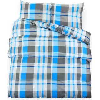 vidaXL Bettwäsche-Set Blau und Grau 240x220 cm Baumwolle - Grau