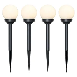 STAR Solar Kugelleuchten 4er Set – LED Gartenleuchten Ø10 cm, 27 cm Höhe, warmweiß, Dämmerungssensor, Solar Wegeleuchten für Garten & Terrasse - Weiß