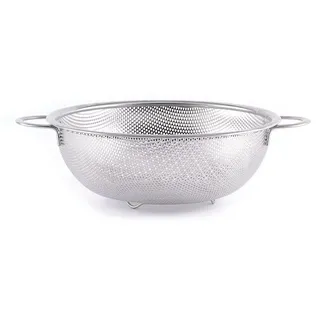 HENDI Gemüsesieb perforiert mit Untersatz und 2 Griffen Ø 23,5 cm 8,5 cm Edelstahl Silber/Weiß