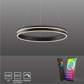 Paul Neuhaus LED Pendellampe CCT Q-Vito Ring Pendelleuchte Ring Works with Alexa, Fernbedienung anthrazit Wohnzimmer, Esszimmer, Küche 8411-13, 8411-55, 8411-60 - Grau