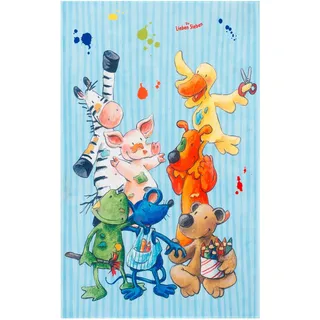 Kinderteppich , Multicolor, Hellblau , Textil , Tier , rechteckig , 80x150 cm , Oeko-Tex® Standard 100 , für Fußbodenheizung geeignet, rutschfest , Teppiche und Böden, Teppiche, Kinderteppiche