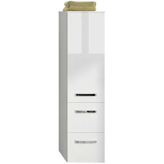Sadena Midischrank , Weiß, Weiß Hochglanz , Holzwerkstoff , 2 Fächer , 2 Schublade(n) Schubladen , 30x121x33 cm , Typenauswahl, hängend , Badezimmer, Badmöbel, Midischränke