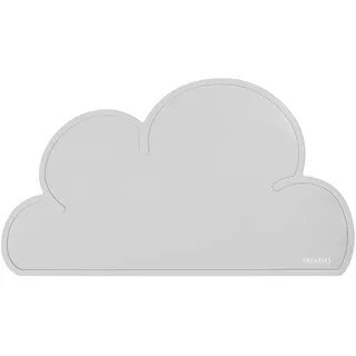 PREMYO Tischset Kinder Platzset Abwischbar - Platzdeckchen Baby aus Silikon - rutschfest Wasserdicht Wolke Grau
