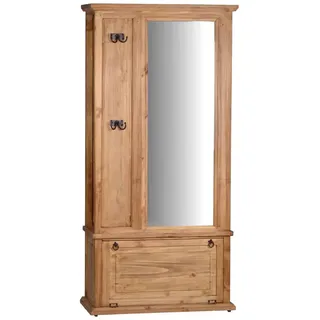 Mexico Garderobe mit Spiegel und viel Stauraum Glas, Massivholz Pinie  Mexiko Möbel Mexikanisch