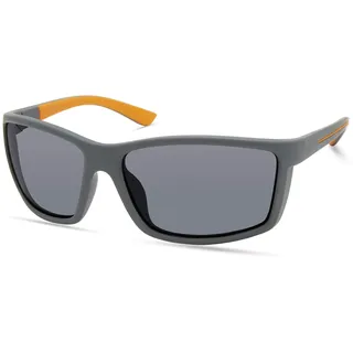 Timberland Herren TBA9273, Casual Sonnenbrille in Leichtgewicht, Rechteckige Linsenform, Rauch Polarisierte Gläser, Glänzendes Schwarz, Mattgrau, 64