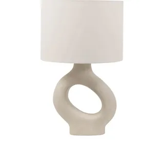 HOME DELUXE Große Tischlampe asymmetrisch LOLA - Beige | Tischleuchte Schreibtischlampe Nachttischlampe - Beige