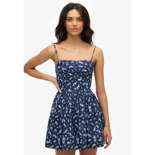 Sommerkleid SUPERDRY "CORSET CAMI MINI DRESS", Damen, Gr. M, N-Gr, primrose navy floral, Web, Obermaterial: 55% Baumwolle, 45% Lyocell, geblümt, slim fit normal, eckiger Ausschnitt, Kleider Sommerkleid, aus Baumwollmischung, Slim Fit, mit geblümtem Print, ohne Ärmel