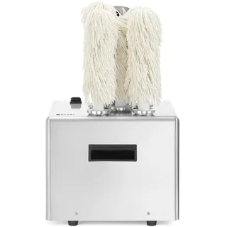 HENDI Glaspolierer, mit 5 abnehmbaren Mikrofaserbürsten, warmem Luftstrom, bis zu 330 Gläser pro Stunde, Glaspoliermaschine, Glastrockner, 220-240V/1350W, 305x330x(H)504mm, Edelstahl, Aluminium
