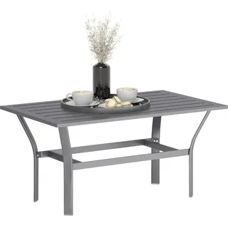 Outsunny Beistelltisch Metall Balkontisch mit Lamellendesign wetterfest Kaffeetisch Gartentisch pflegeleicht Sofatisch Dunkelgrau - Grau