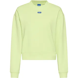 Sweatshirt HUGO BLUE "Delessa", Damen, Gr. XXL, grün (bright grün 329), Sweatware, Obermaterial: 100% Baumwolle, unifarben, regular fit normal, Rundhals, Bündchen, Sweatshirts Sweatshirt, mit Logoaufnäher