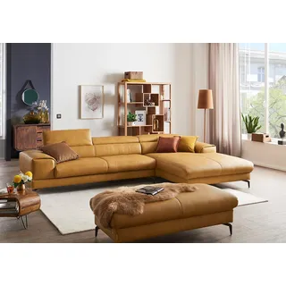 W.SCHILLIG Ecksofa "piedroo, Designsofa mit tollem Sitzkomfort, bequem und elegant, L-Form" Kopfteilverstellung, wahlweise mit Sitztiefenverstellung, Breite 343cm, kurkuma z69