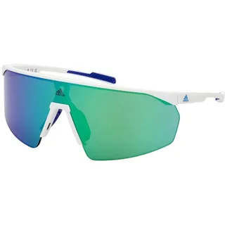 adidas Sport SP0075 Sonnenbrille Damen, Sportliche und Leichte Sonnenbrille, Maskenförmige Linsen, Grüne Gläser, Weiß