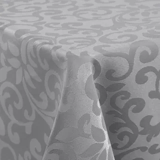 Homaxy Tischdecke Abwaschbar Jacquard Rechteckig 130x160cm, Grau2 | Damast Design, Schmutzabweisend, Dick & Langlebig, Pflegeleicht Maschinenwaschbar, Für Küche Party Garten