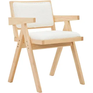 Livetastic Armlehnstuhl , Naturfarben, Weiß , Holz, Textil , Kautschukholz , massiv , Füllung: Schaumstoff , eckig , 51x79x54 cm , Holzmöbel, Sitzgelegenheiten Holz, Holzstühle