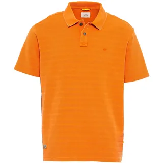 camel active Herren Kurzarm Poloshirt im tonalen Streifenmuster Orange Menswear-XL