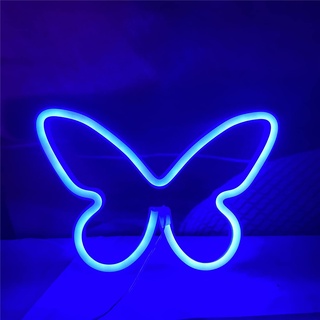 LED Schmetterling Neon Schild Lichter dekoratives Neon Licht USB oder batteriebetrieben für Zuhause Schlafzimmer Bar Restaurant Weihnachten Geburtstag Party Geschenk Kunst Licht (blau)