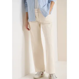 Weite Jeans CECIL "Style NEELE", Damen, Gr. 30, Länge 28, pearl beige, Denim/Jeans, Obermaterial: 98% Baumwolle, 2% Elasthan. Futter: 52% Polyester, 48% Baumwolle, unifarben, loose fit lang, Jeans Weite Jeans, im 5-Pocket-Style, im Loose Fit
