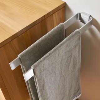 Designfabrik Hamburg Handtuchhalter zweiarmig | 42 cm Silber | Wandmontage