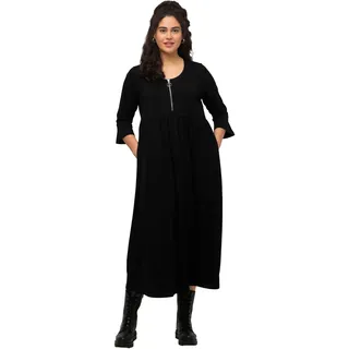 Ulla Popken Damen große Größen Übergrößen Plus Size Jerseykleid, A-Linie, Empirenaht, Rundhals, 3/4-Arm 824506