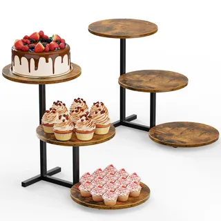 Emfogoo 2 Stück 3 Etagen Tortenständer, Holz Cupcake Ständer für 50 Cupcakes, Cupcake-Turm als Obstschale oder Tablett, Cupcake-Dessertturm für Nachmittagstee, Mottoparty, Hochzeit und Geburtstag