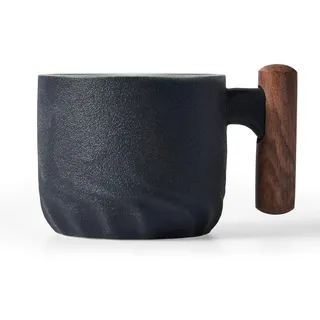 ERBO Espressotassen 70 ml, Premium Espresso Tassen mit Henkel, Mini Teetasse Kaffeetasse aus Keramik, Kleine Espressotassen, Espresso- & Mokkatassen, Kaffeebecher für Espresso, Tee, Latte (Schwarz)