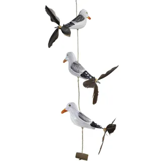 ART-CRAFT Möwe-Rudil mit Feder Propeller mit 3 Vögeln Holz Tierfiguren als Maritime deko, Balkon-deko oder als Garten-Dekoration