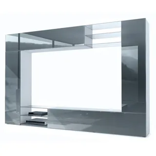 Vladon Wohnwand Grau, Holzwerkstoff, 262x182.5x39 cm, Wohnzimmer, Wohnwände,