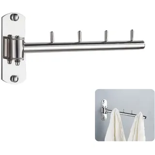 KRISFD Kleiderhaken Wand Kleiderständer Klappbar Handtuchhalter Kleiderstange Garderobenhaken Hakenleiste Bad Schwingarm-Halterung Für Kleidung, Zum Aufhängen, Zur Wandmontage, Gebürstet