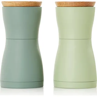 AdHoc MP129 Set Salzmühle und Pfeffermühle Twin Dark Green & Light Green, Kunststoff | Eichenholz