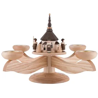 ALBIN PREIßLER Adventsleuchter natur - Seiffener Kirche, mit Kurrende