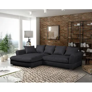 Couchgarnitur TIZIAN L-Form in Wildlederoptik-Anthrazit/ Otto.. Links - Schwarz