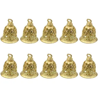 10 Pcs Messing Jingle Glocke Vintage Windspiele Glocken Rustikalen Handwerk Kleine Indische Glocken Schmuck Bag Charms Anhänger für DIY Handwerk Hause Tür Decor 12X15mm