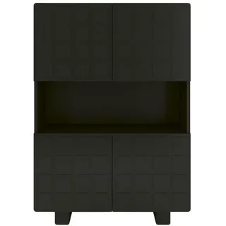 Skandica Highboard Cubo Long, Geometrische 3D Fronten, 85 x 120 cm, Schwarz , Holz , Rechteckig , 84.3x120x41.8 cm , Kleinmöbel, Kommoden, Highboards