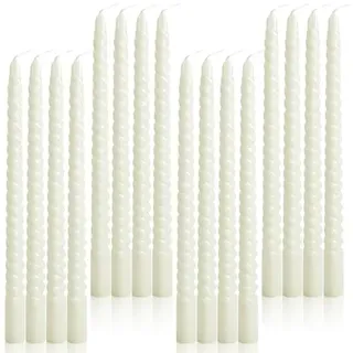 EOGRFW 16 Stück Spiralkerzen, 25,3 cm Gedrehte Stabkerzen, Lange Kerzens Spitzkerzen Weiß, Dinner Kerzen Gedreht, Geruchlose Spiral-Kerzen für Dinner Hochzeit Geburtstag Party Dekoration