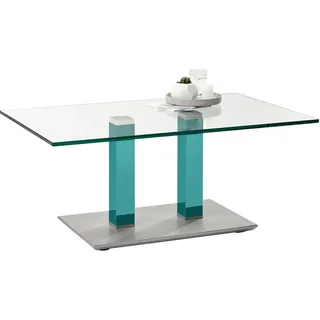 Couchtisch , Türkis, Edelstahlfarben , Metall, Glas , rechteckig , eckig, Säule, Bodenplatte , 70x46-65x110 cm , höhenverstellbar , Wohnzimmer, Wohnzimmertische, Couchtische, Höhenverstellbare Couchtische