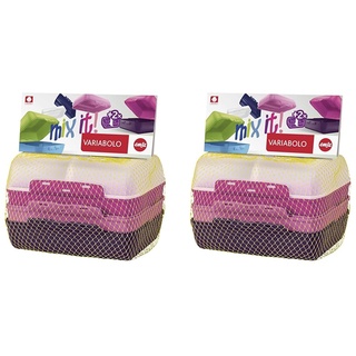 Emsa 517052 Variabolo 4-teiliges Frischhaltedosen Girls-Set, 16 x 11 x 7 cm, beidseitig zu öffnen, platzsparend ineinander stapelbar, rosa (Packung mit 2)