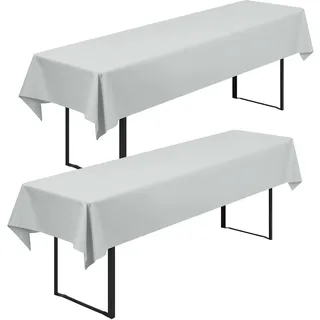 2 Stück Biertisch Tischdecke Universal für 50cm u.70cm Biertische Hussen für Biertisch Biertischhussen Blickdichte Biertisch-Husse Bierzeltgarnitur Waschbar Biertischdecke 100x250cm(Hellgrau)